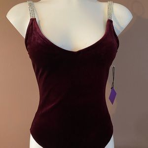 Maroon colored, velvet like Bodysuit